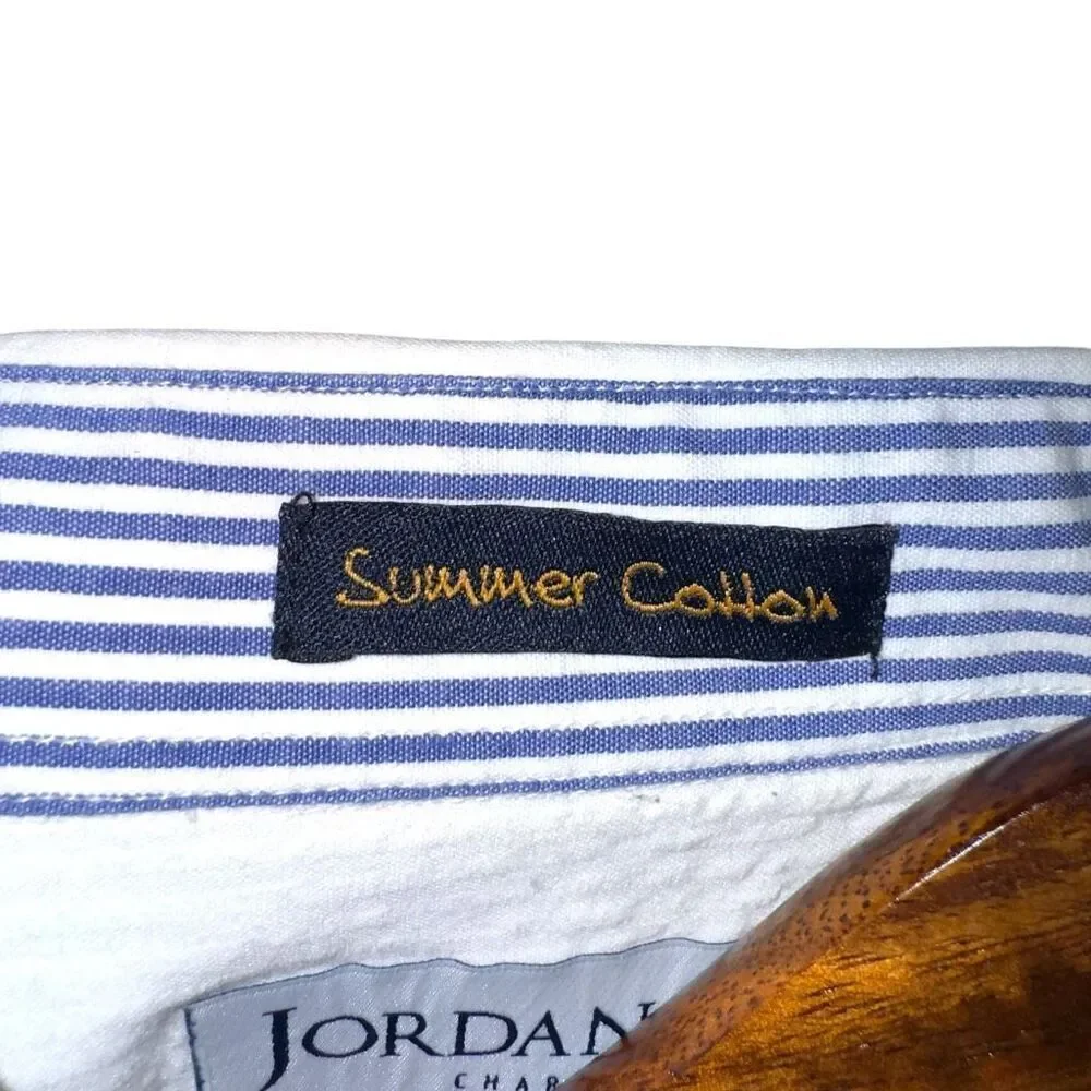 White Jordan Lash Summer Cotton Seersucker S/S Button Down Size M